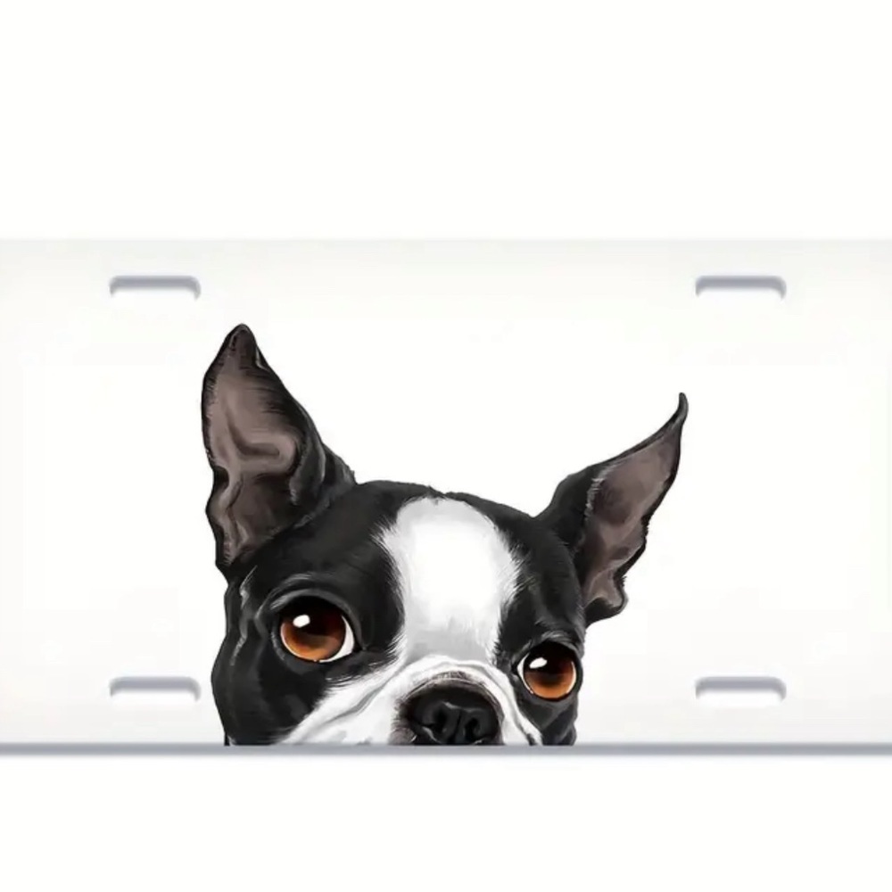 Frenchie French Bulldog  Boston Terrier Front License Plate Wall Art Decor